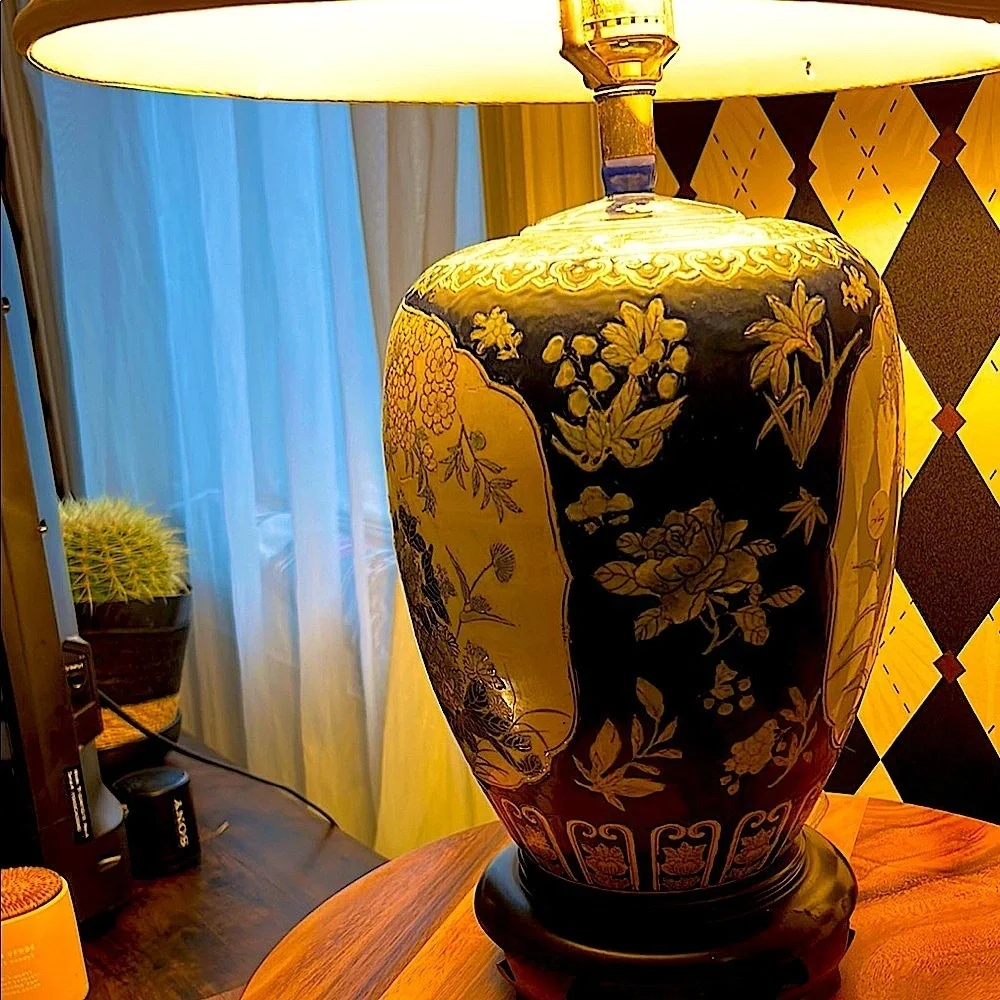 Vintage Chinoiserie Textured Table Lamp – Cultured‎ Elegance